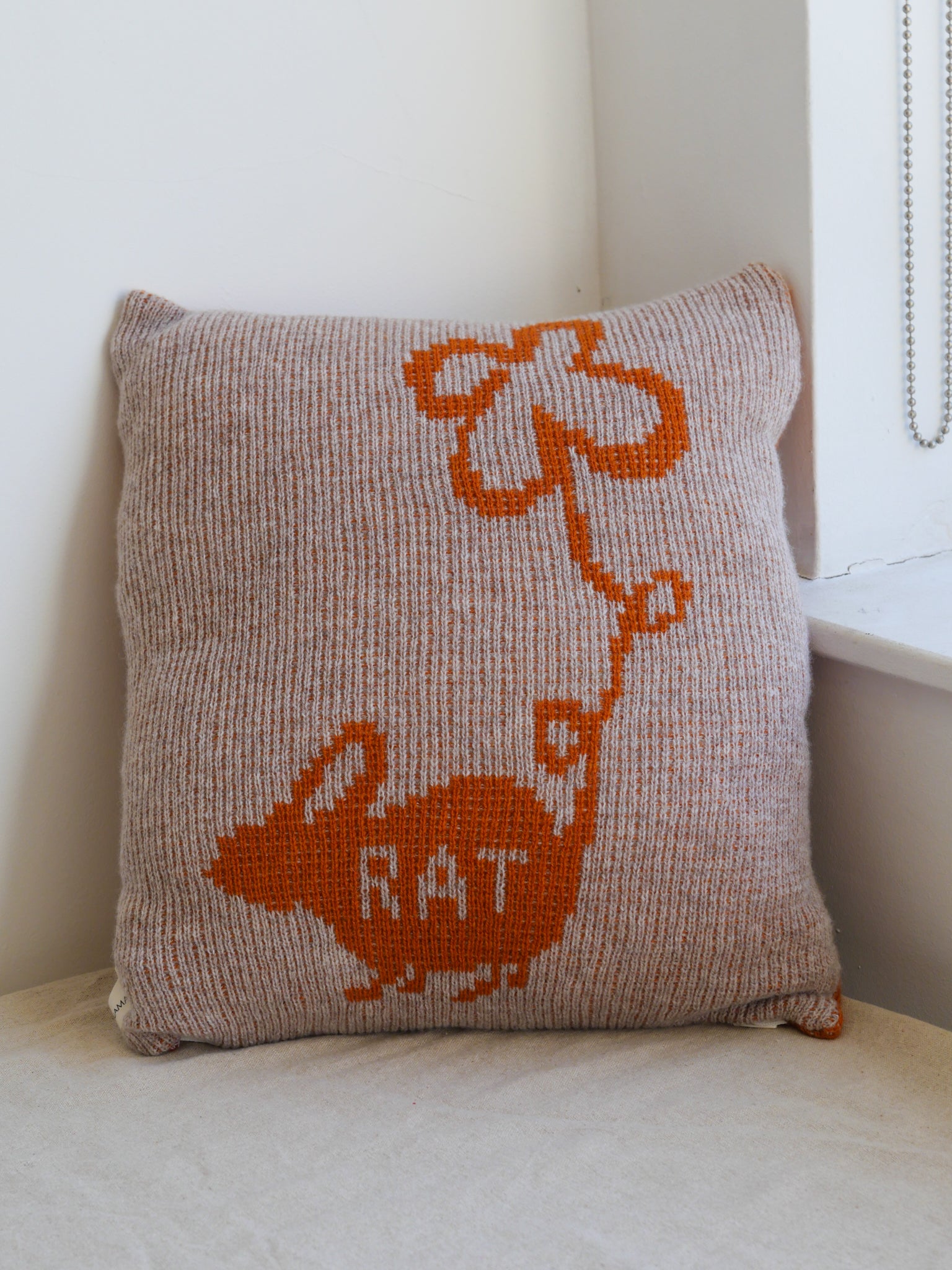 Rat Cushion (Reversible) - Orange & Beige