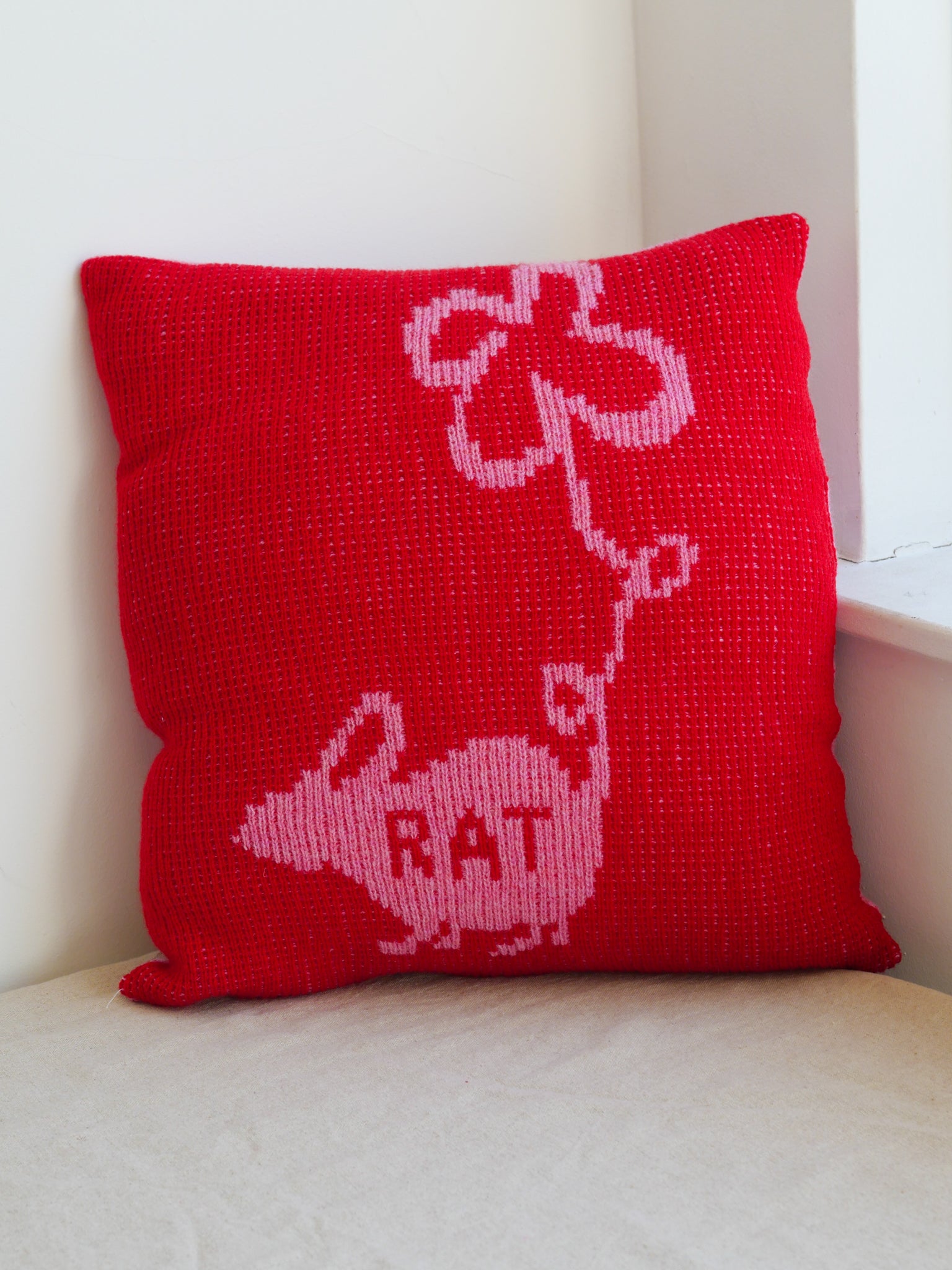 Rat Cushion (Reversible) - Pink & Red