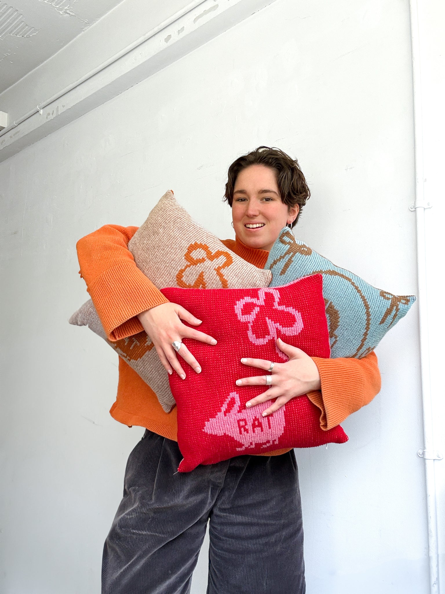 Rat Cushion (Reversible) - Pink & Red