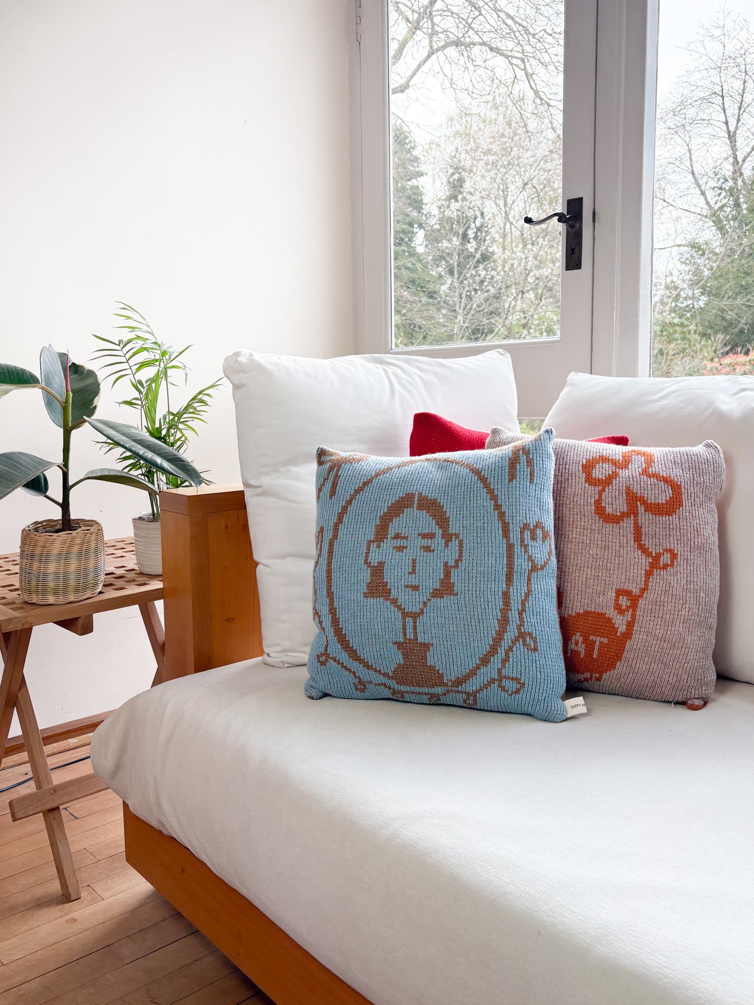 Folk Cushion (Reversible) - Blue & Brown