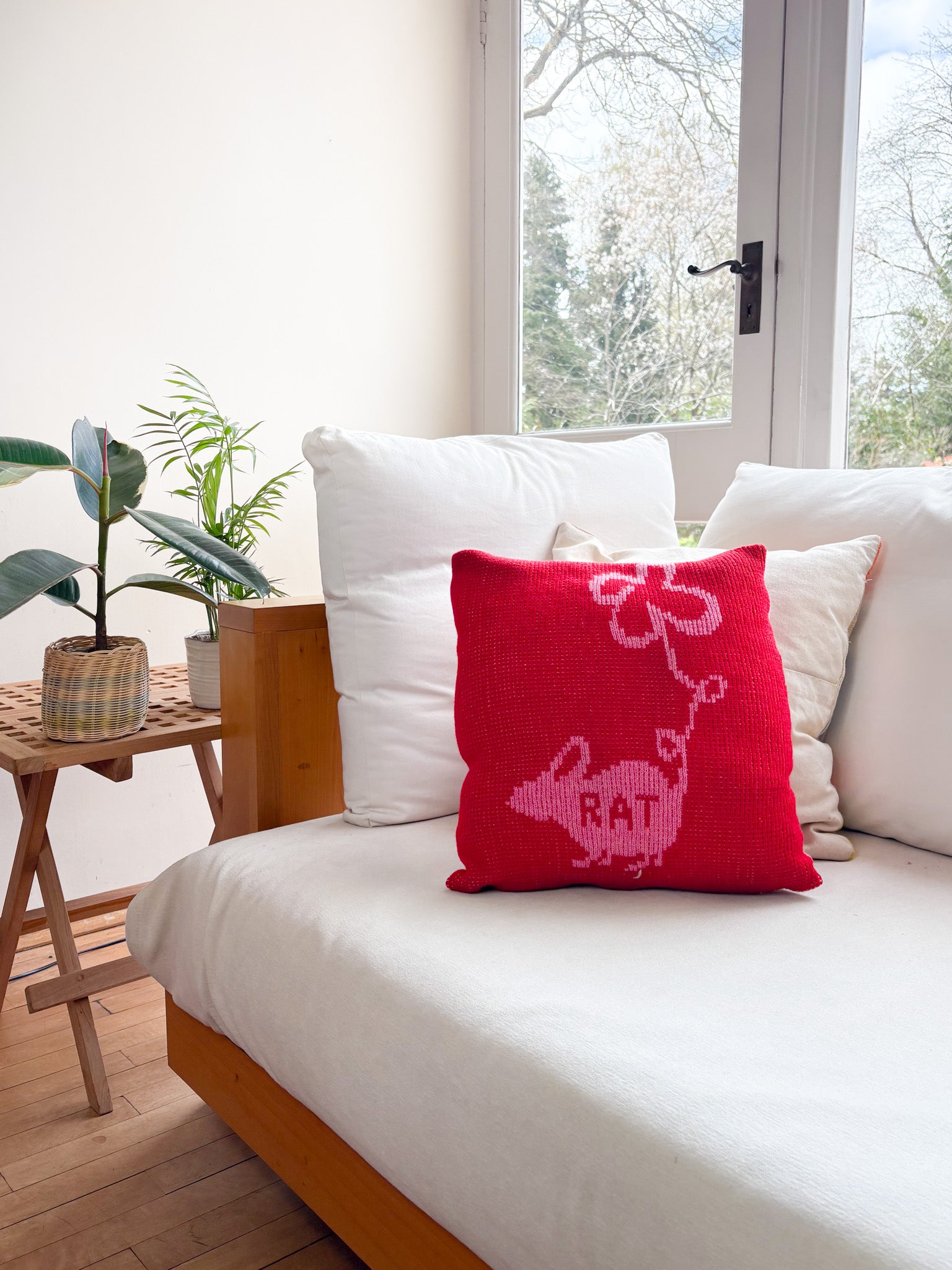 Rat Cushion (Reversible) - Pink & Red
