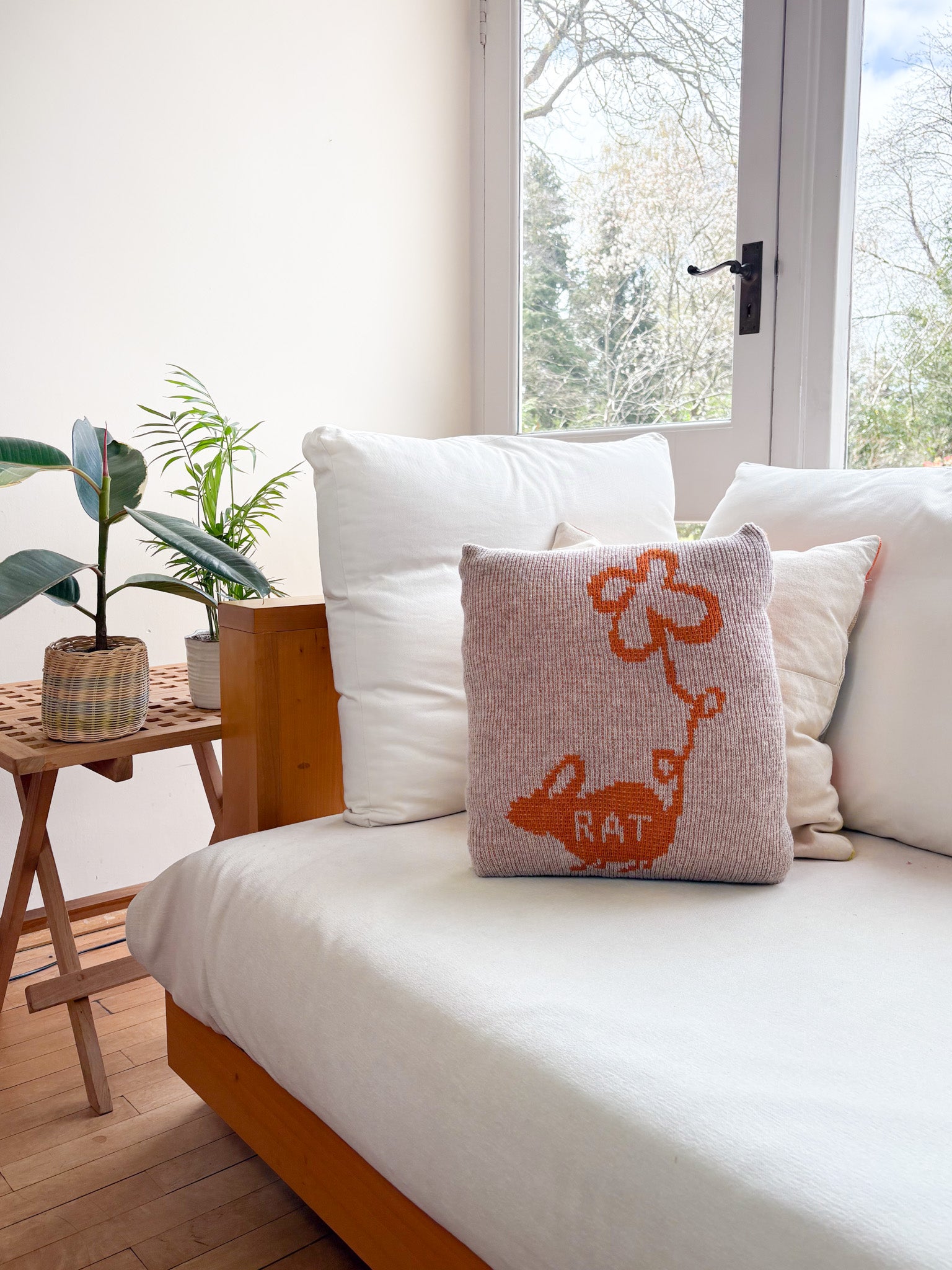 Rat Cushion (Reversible) - Orange & Beige