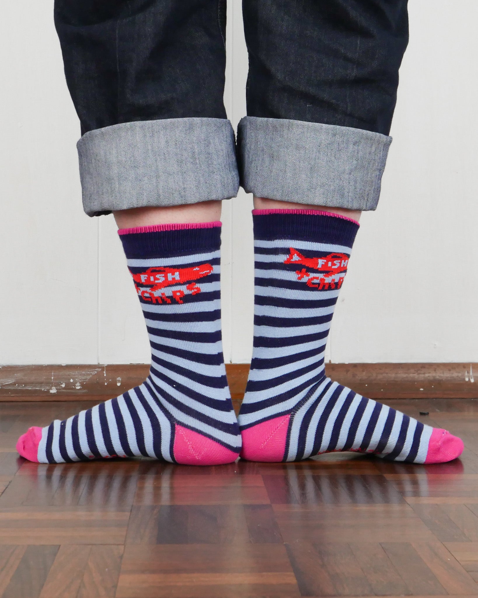 Fish & Chips Socks - Blue