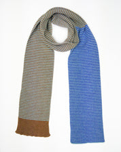 Striped scarf with brown and bronw stripes on a white background