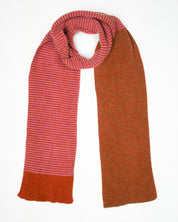 Two-tone pink and orange scarf on a white background