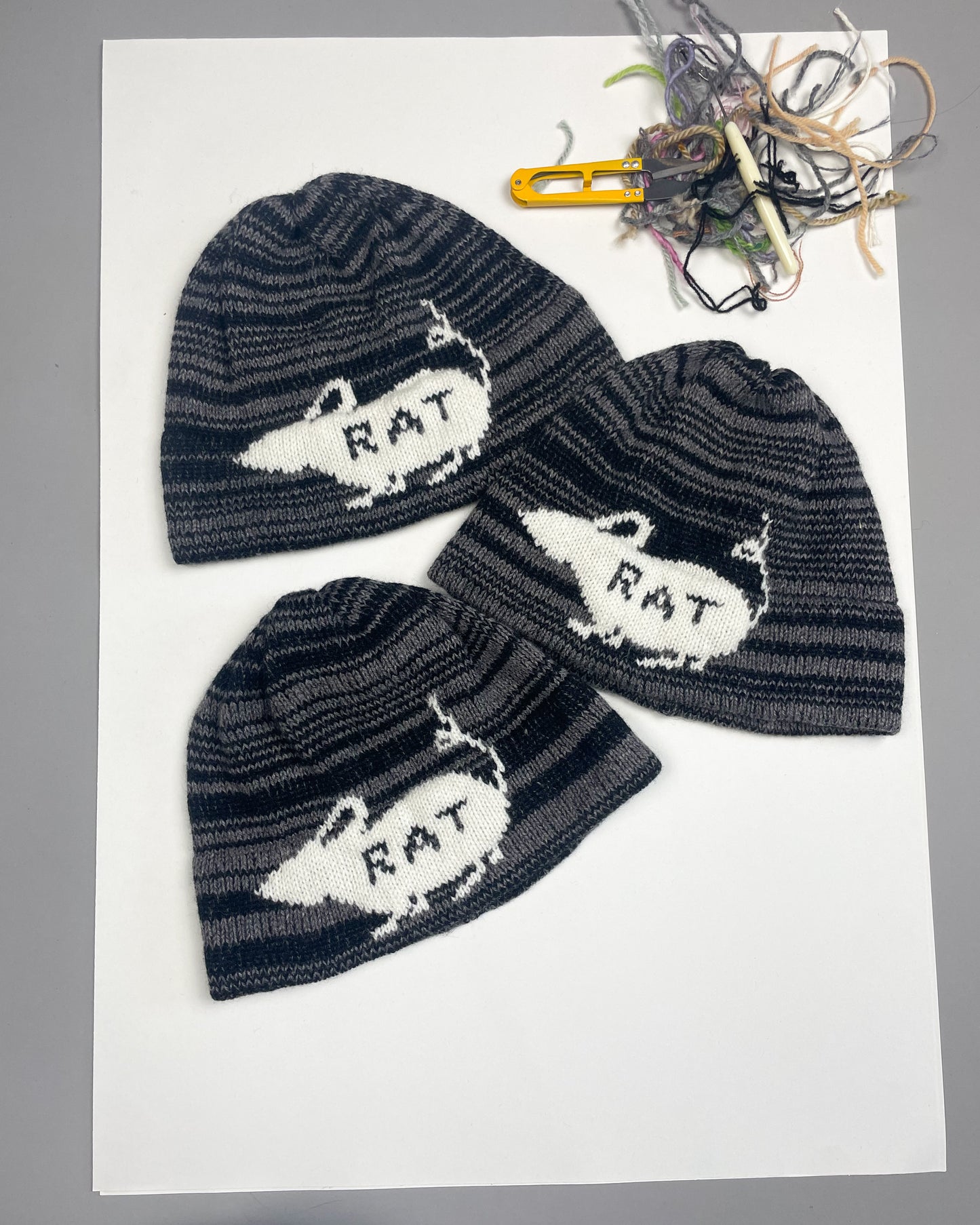 Rat Beanie - Grey + Black