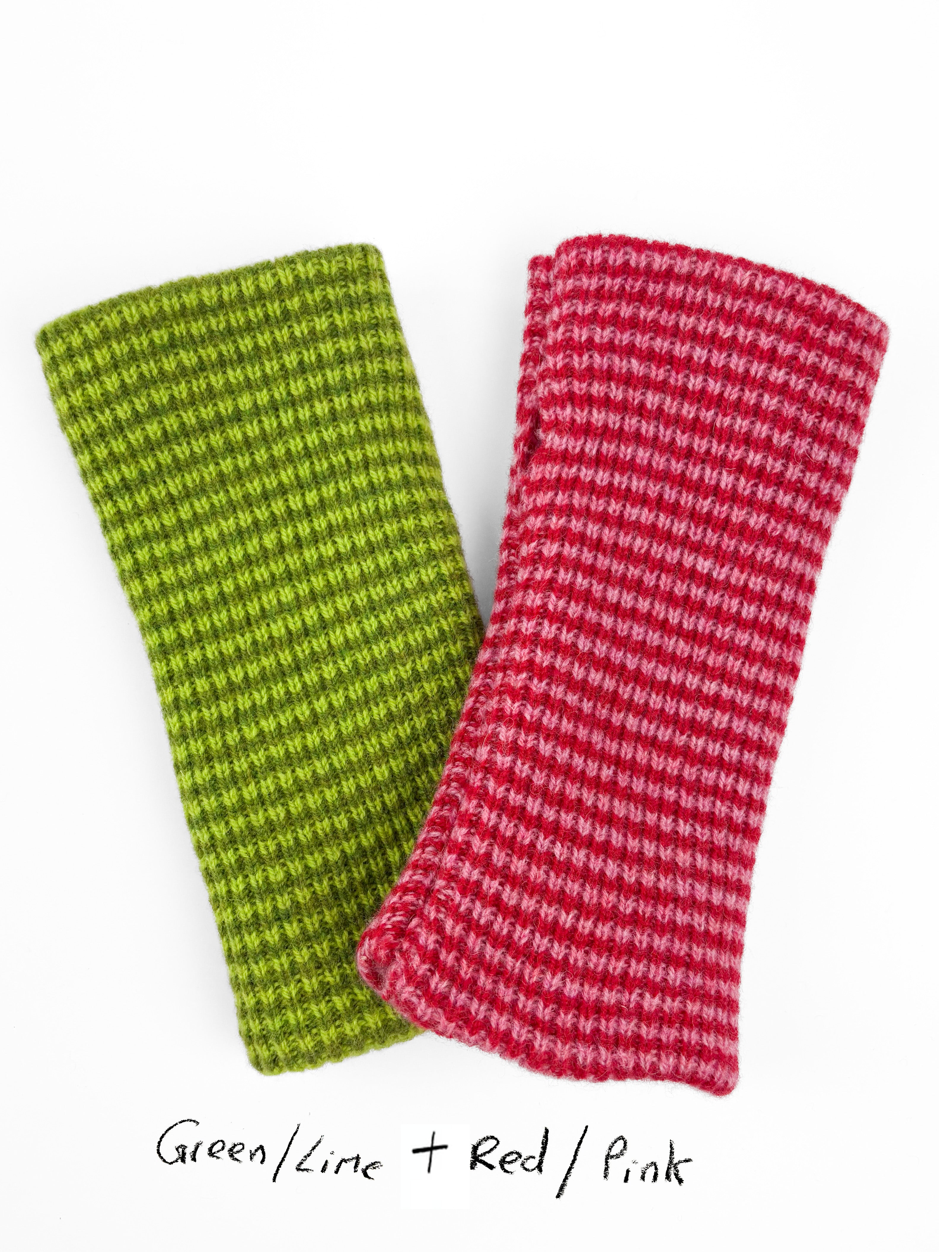 Mismatching Green & Lime / Red & Pink Wrist Warmers