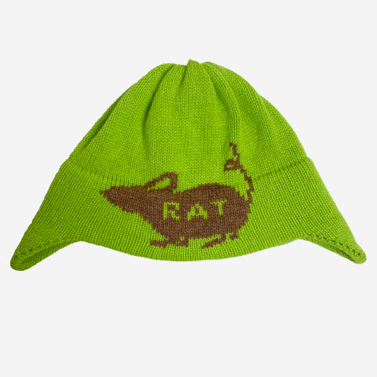 Rat Ear Flap Beanie - Green