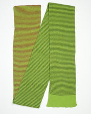 Green striped scarf on white background
