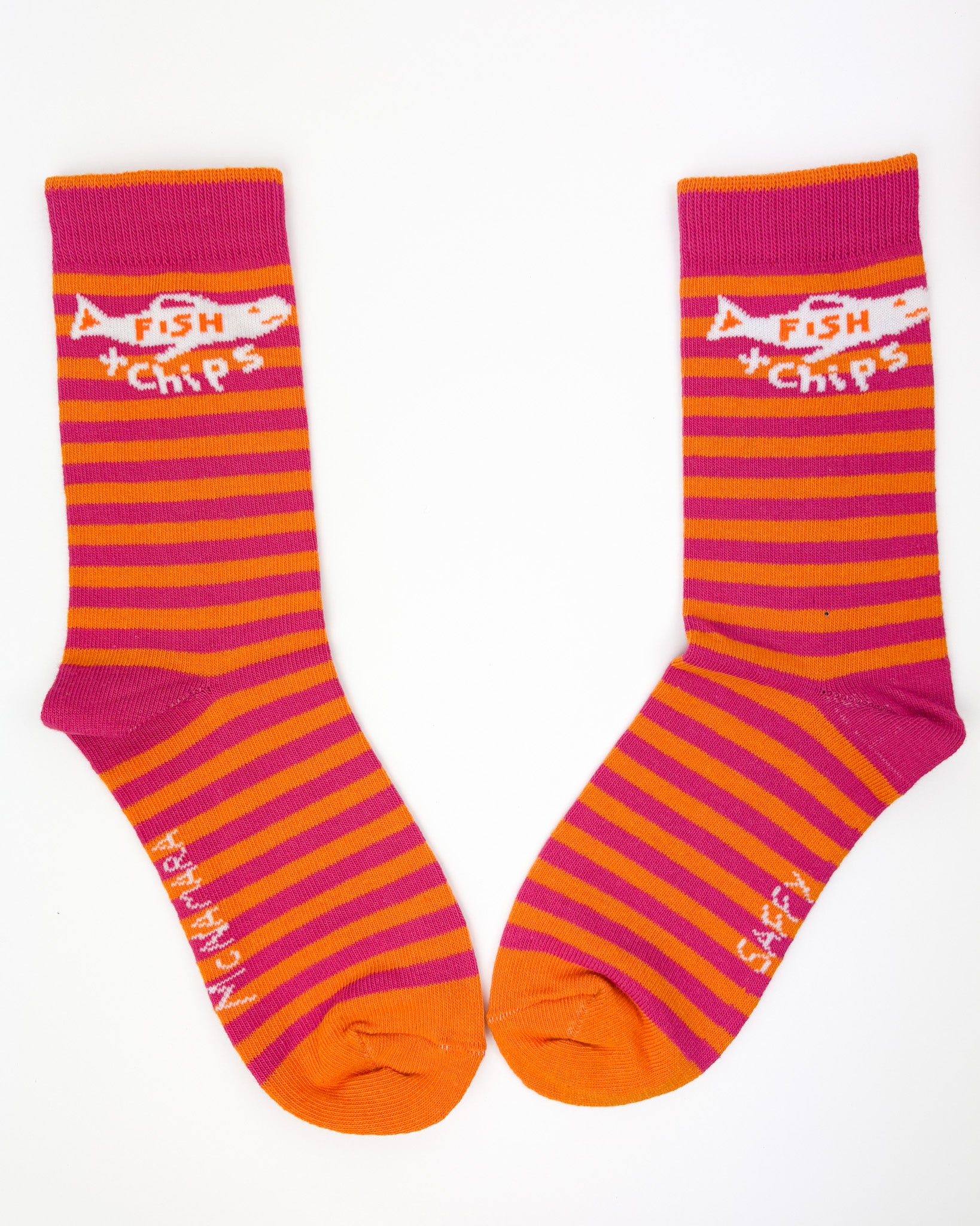 Fish & Chips Socks - Pink & Orange