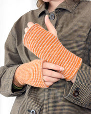 Matching Orange & Beige Wrist Warmers