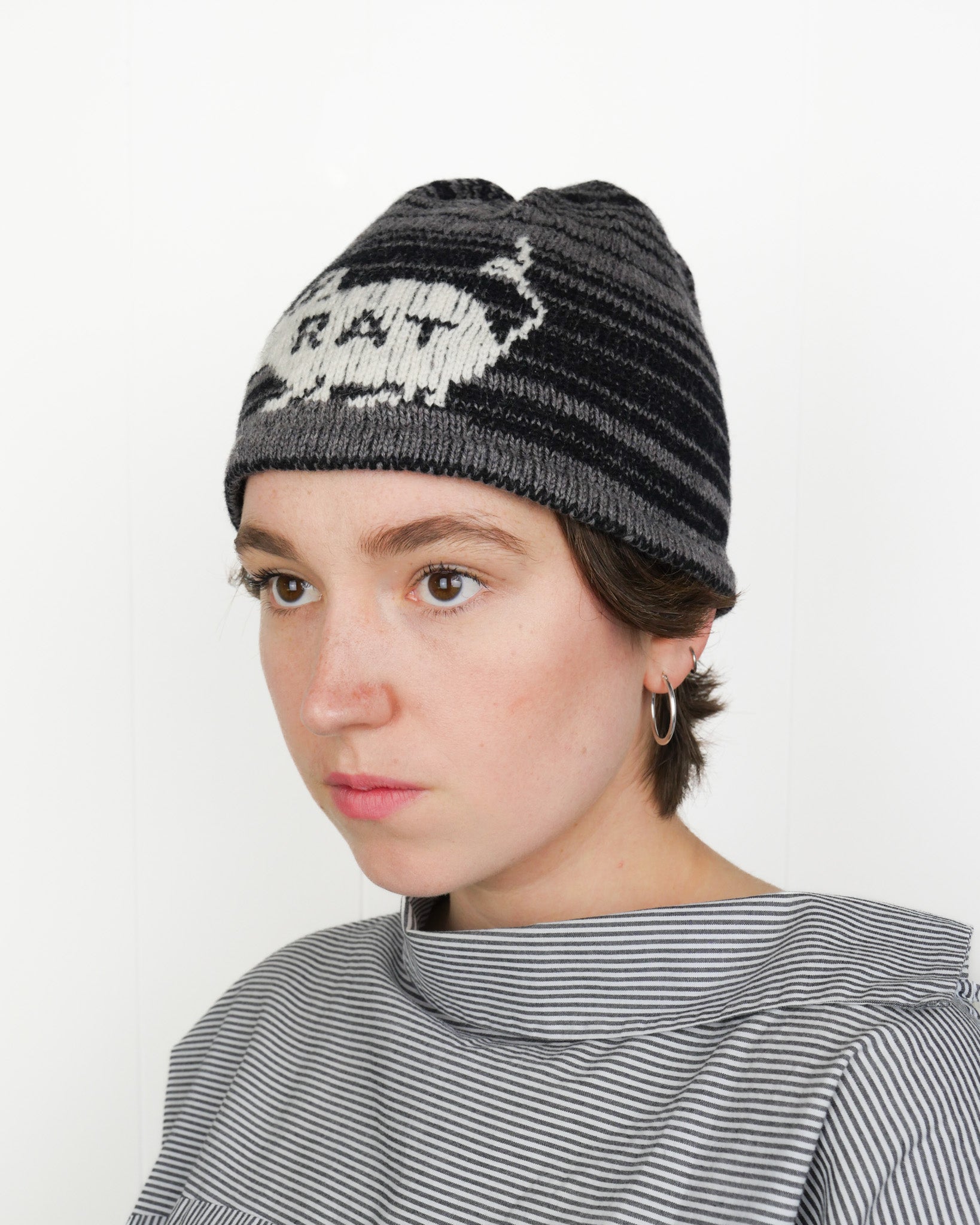 Rat Beanie - Grey + Black