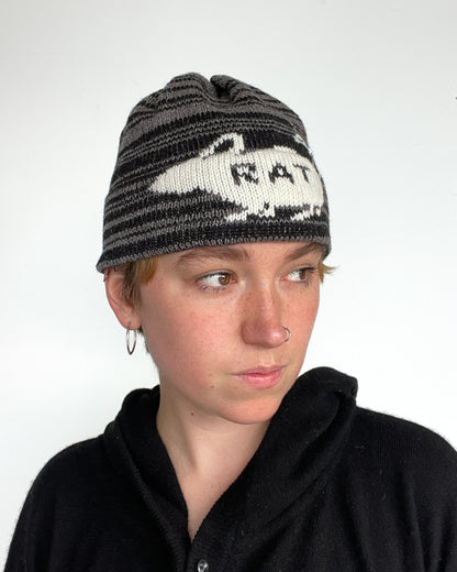 Rat Beanie - Grey + Black