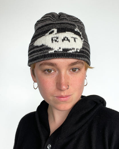 Rat Beanie - Grey + Black